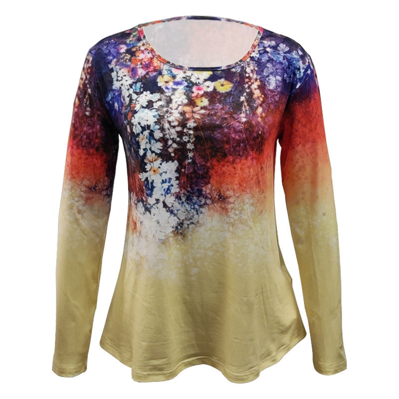 IvyShape | Printed Gradient Long Sleeve Top