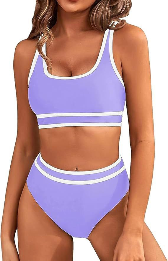 Women's Sporty Bikini Set with High Waist and Wide Straps Ivyshape