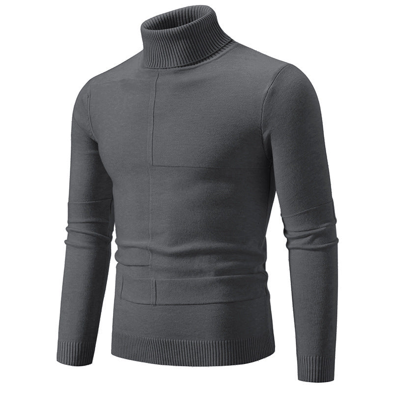 Men's elegant turtleneck sweater with modern cable pattern Ivyshape