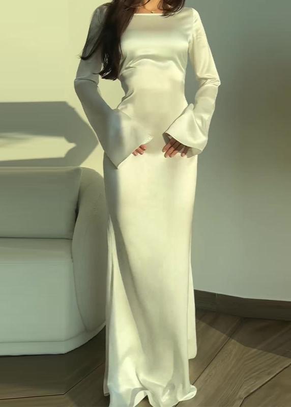 Ivyshape | Satin Long Sleeve Maxi Dress