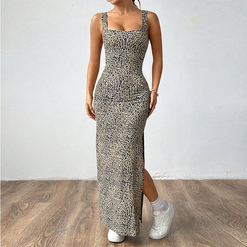 IvyShape | Leopard Print Sling Sexy Long Dress