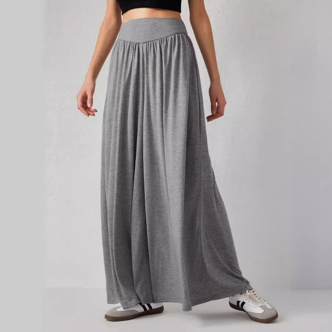 Women Loose-fitting jersey trousers with elastic waist and elegant drape Ivyshape