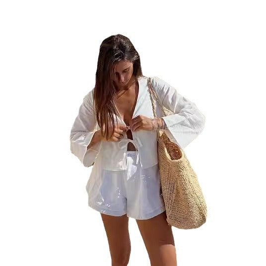 Women's airy linen jacket with drawstring Ivyshape