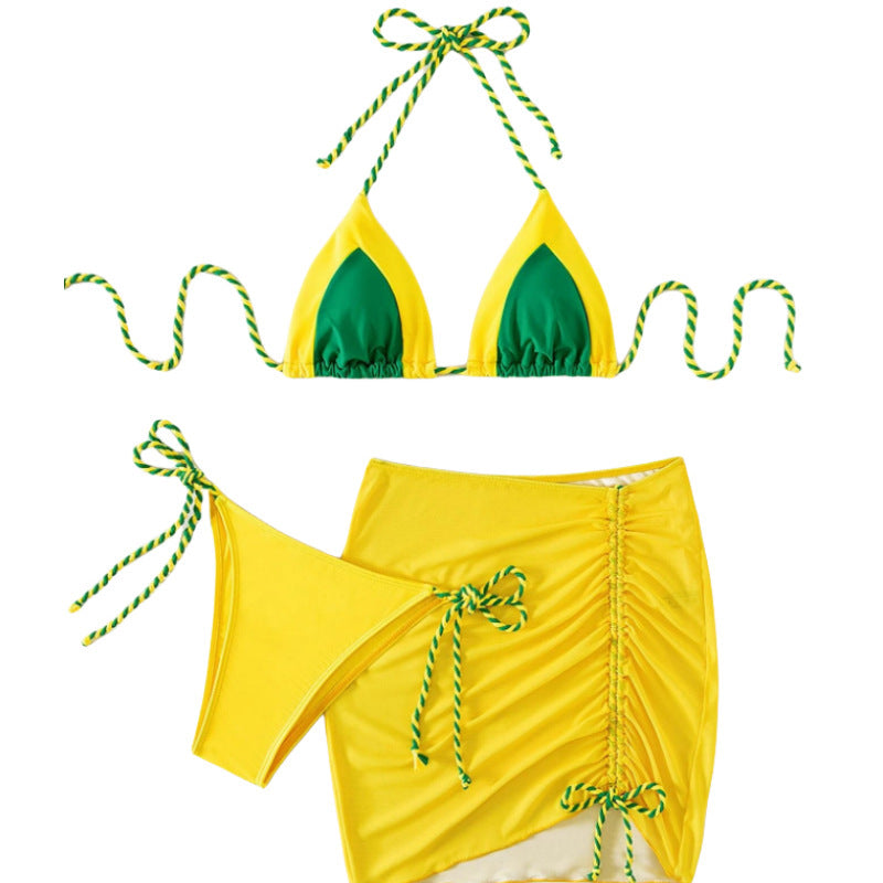 Women's bikini set with adjustable triangle top and refined skirt Ivyshape