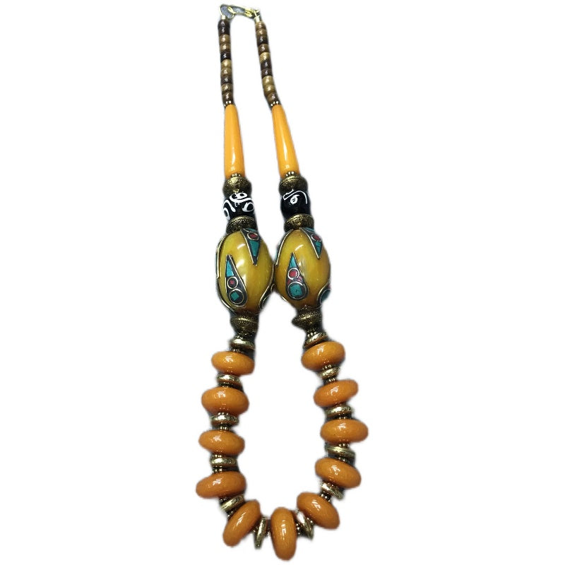 handmade Tibetan jewelry, vintage ethnic style, trendy fashion, exaggerated large necklace