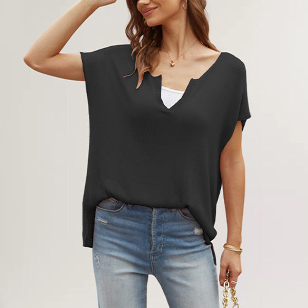 IvyShape | Solid Split Knit Top