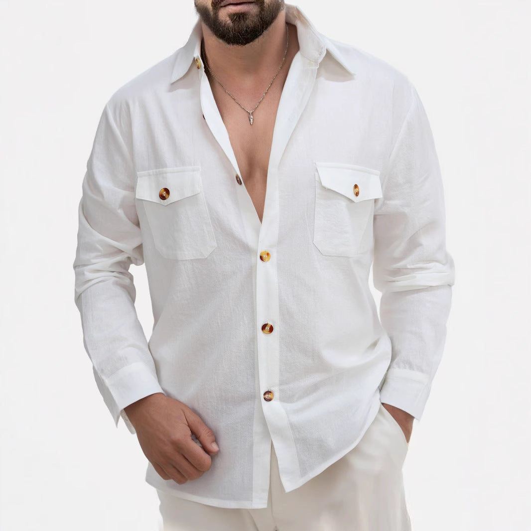 Men's casual shirt with modern buttons and practical chest pockets Ivyshape