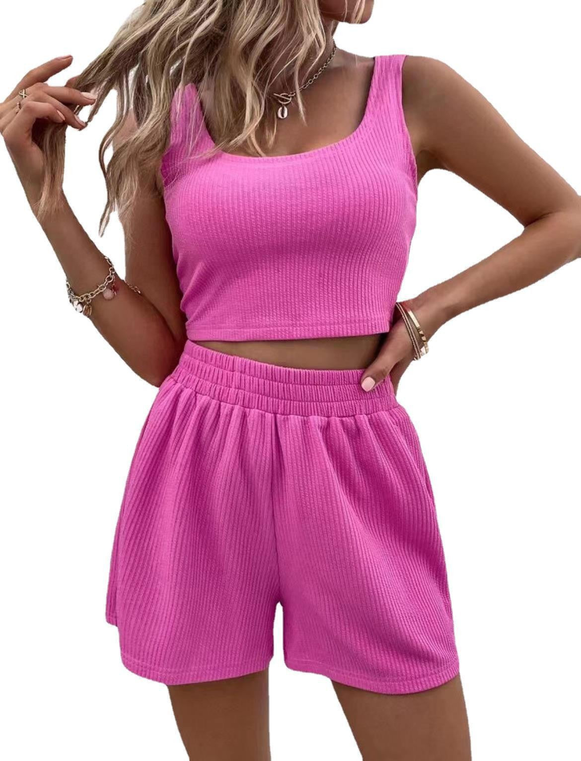 Ladies Sporty Crop Top and Shorts Set Ivyshape