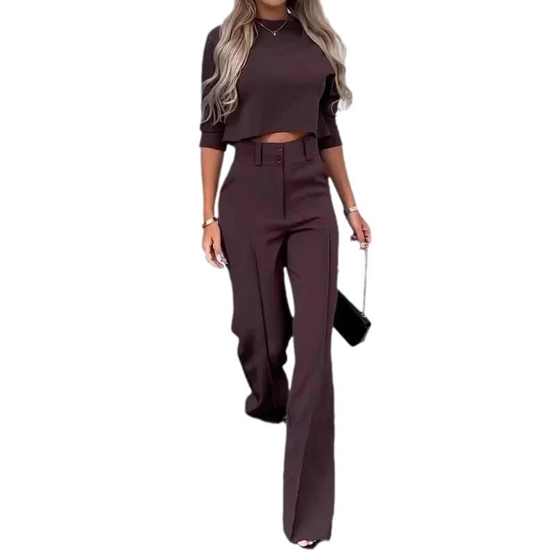 Women's stylish cropped top with elegant wide Palazzo pants Ivyshape