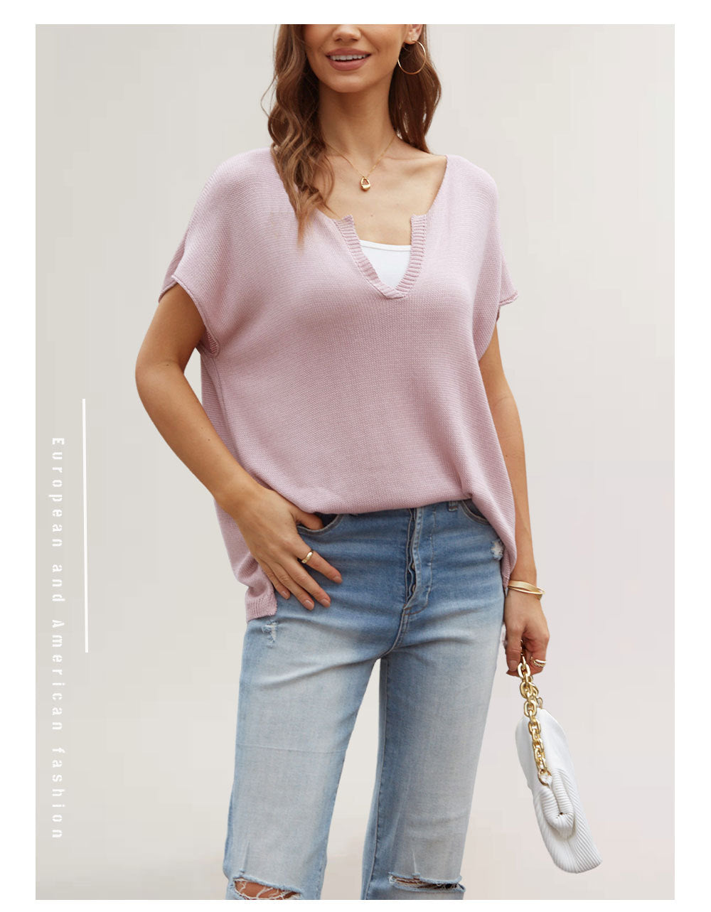 IvyShape | Solid Split Knit Top