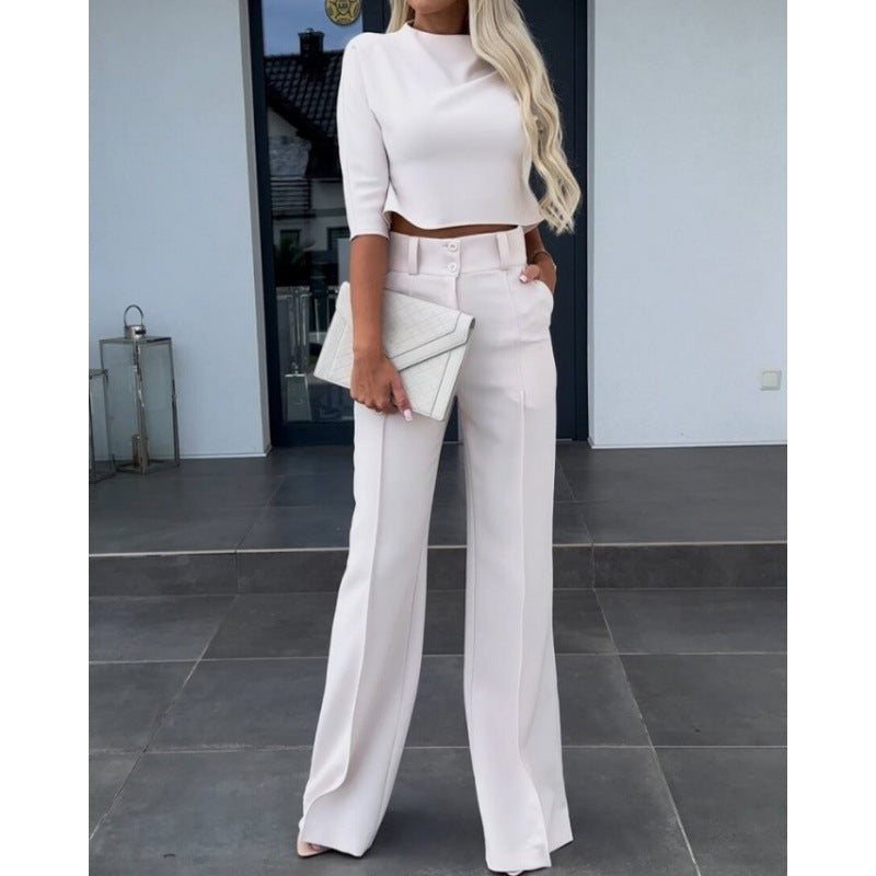 Women's stylish cropped top with elegant wide Palazzo pants Ivyshape