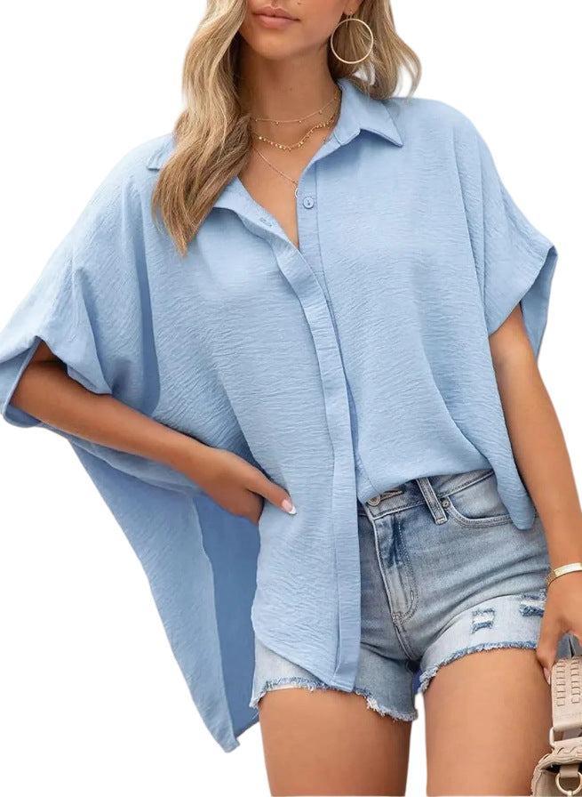 Women's Casual Oversized Blouse made of Light Cotton Blend Ivyshape