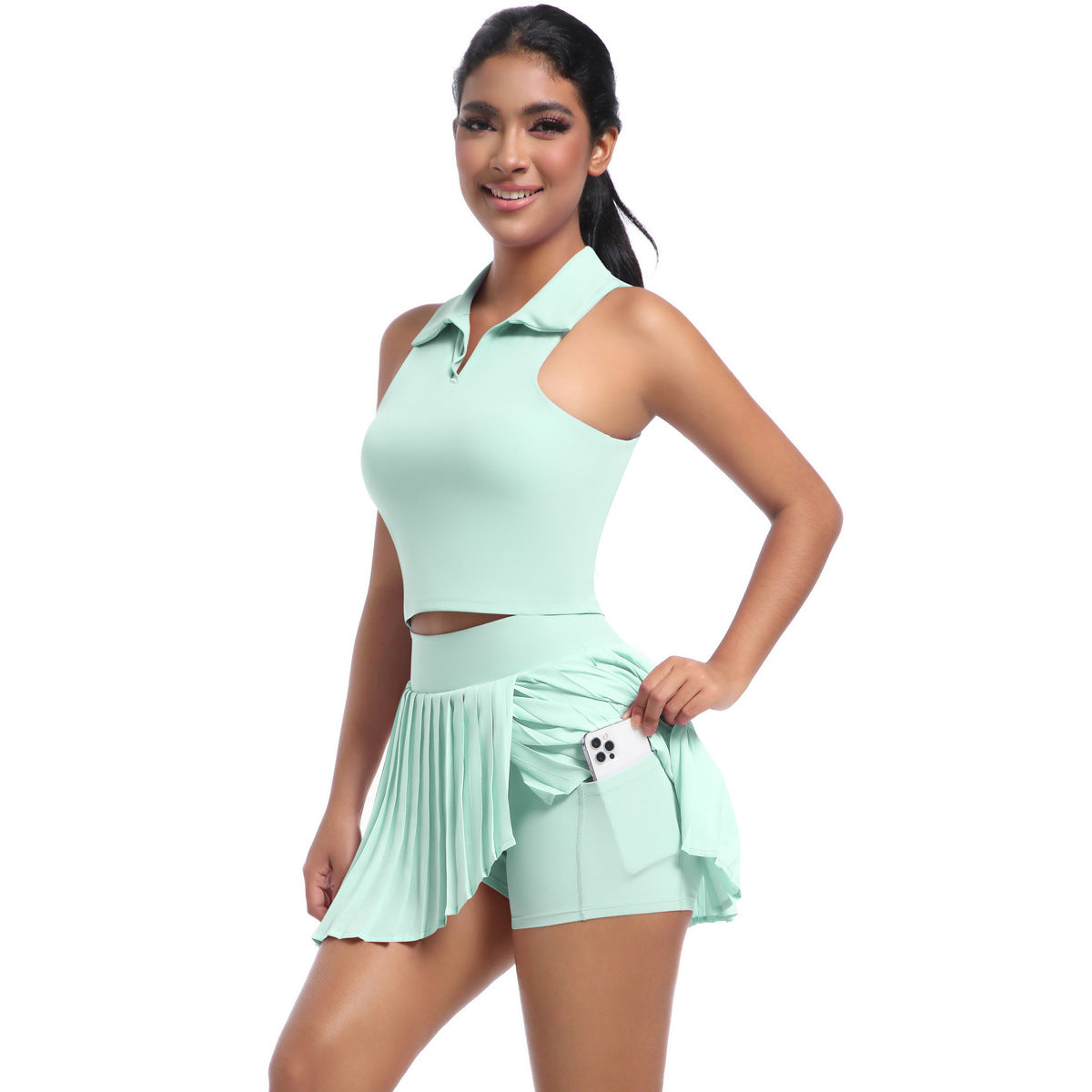 Women’s sporty tennis skirt with integrated shorts and trendy pleating Ivyshape