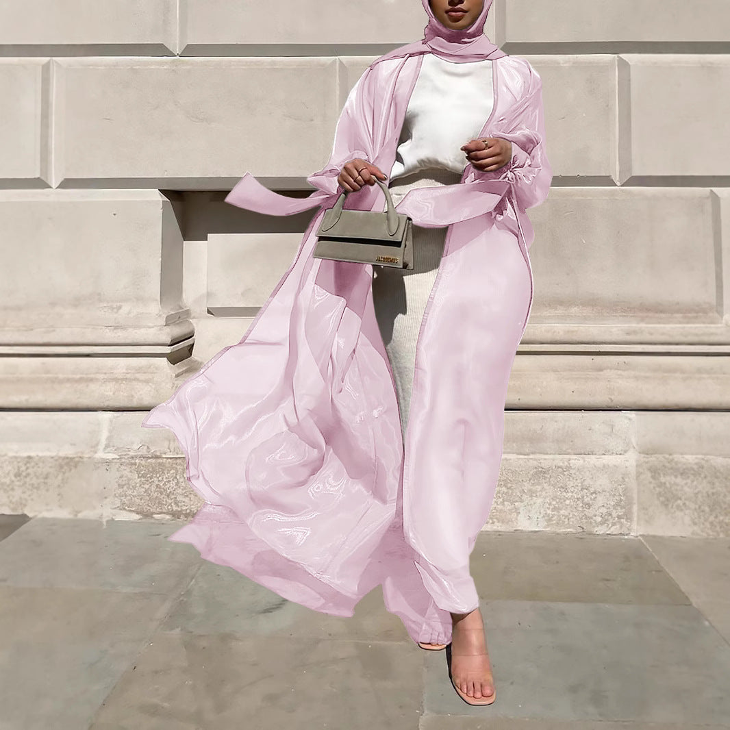 Ladies Airy Kimono Jacket with Filigree Design and Wide Sleeves Ivyshape