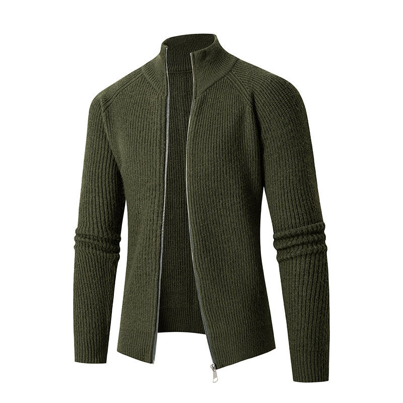 Men's fashionable cardigan with full zip and high collar Ivyshape
