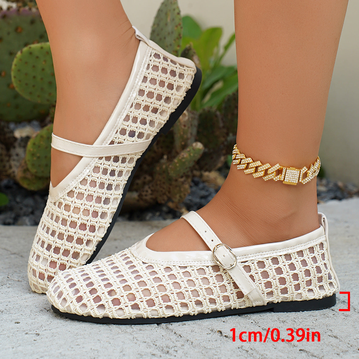 Ladies mesh shoes with fashionable cross strap Ivyshape