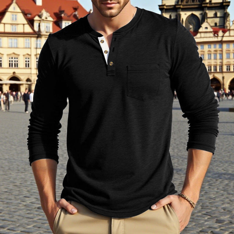 Men's long sleeve shirt with stylish button detail Ivyshape