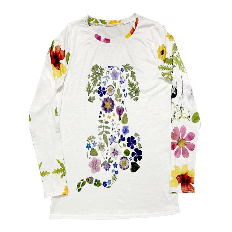 Ivyshape | Floral Round Neck T-Shirt