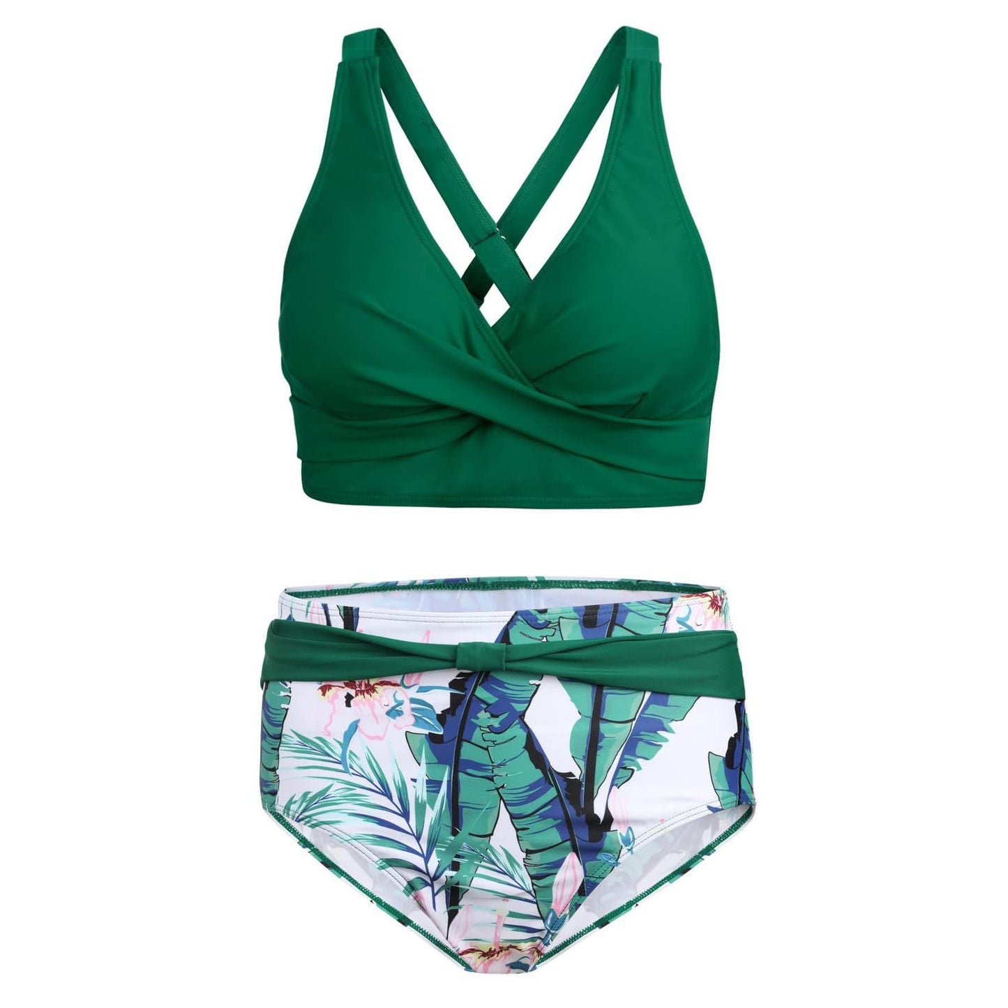 Women High-Waisted Bikini Set with Tied Top and Snug Contours Ivyshape