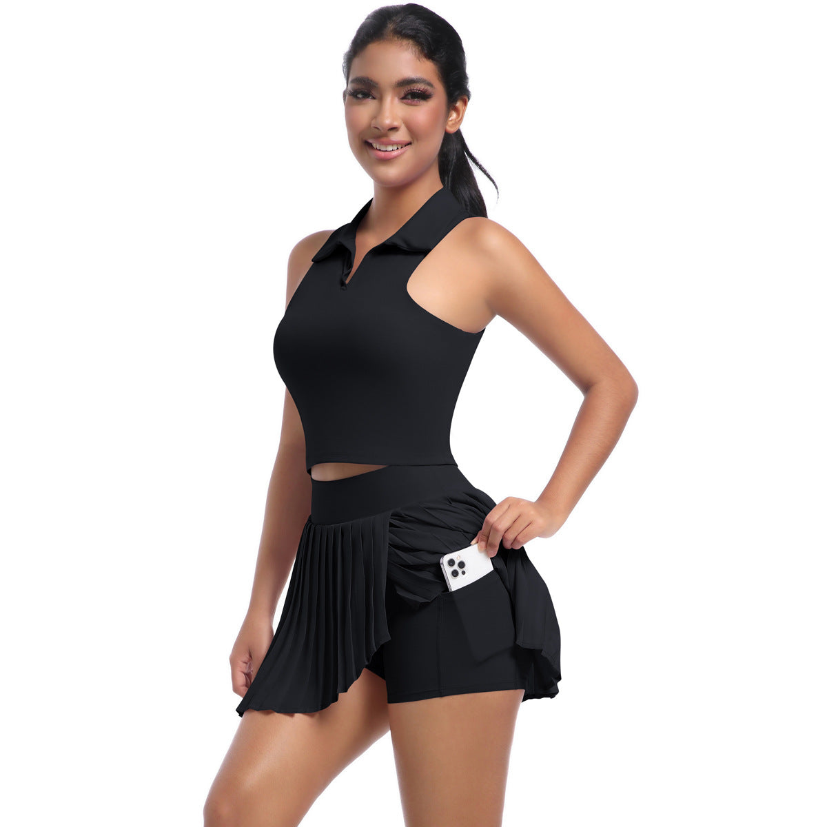Women’s sporty tennis skirt with integrated shorts and trendy pleating Ivyshape