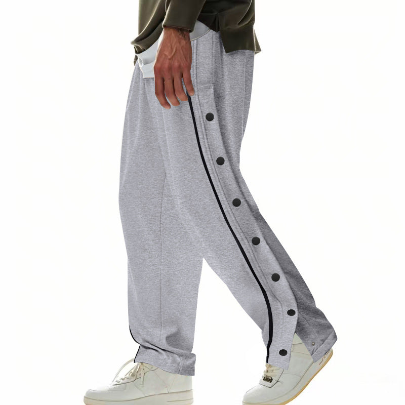 Men's casual sports pants with practical button placket and breathable material Ivyshape