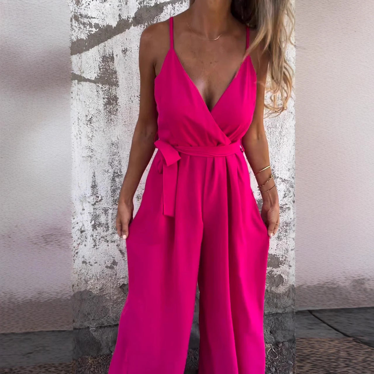 Women Elegant Wrap Jumpsuit Ivyshape
