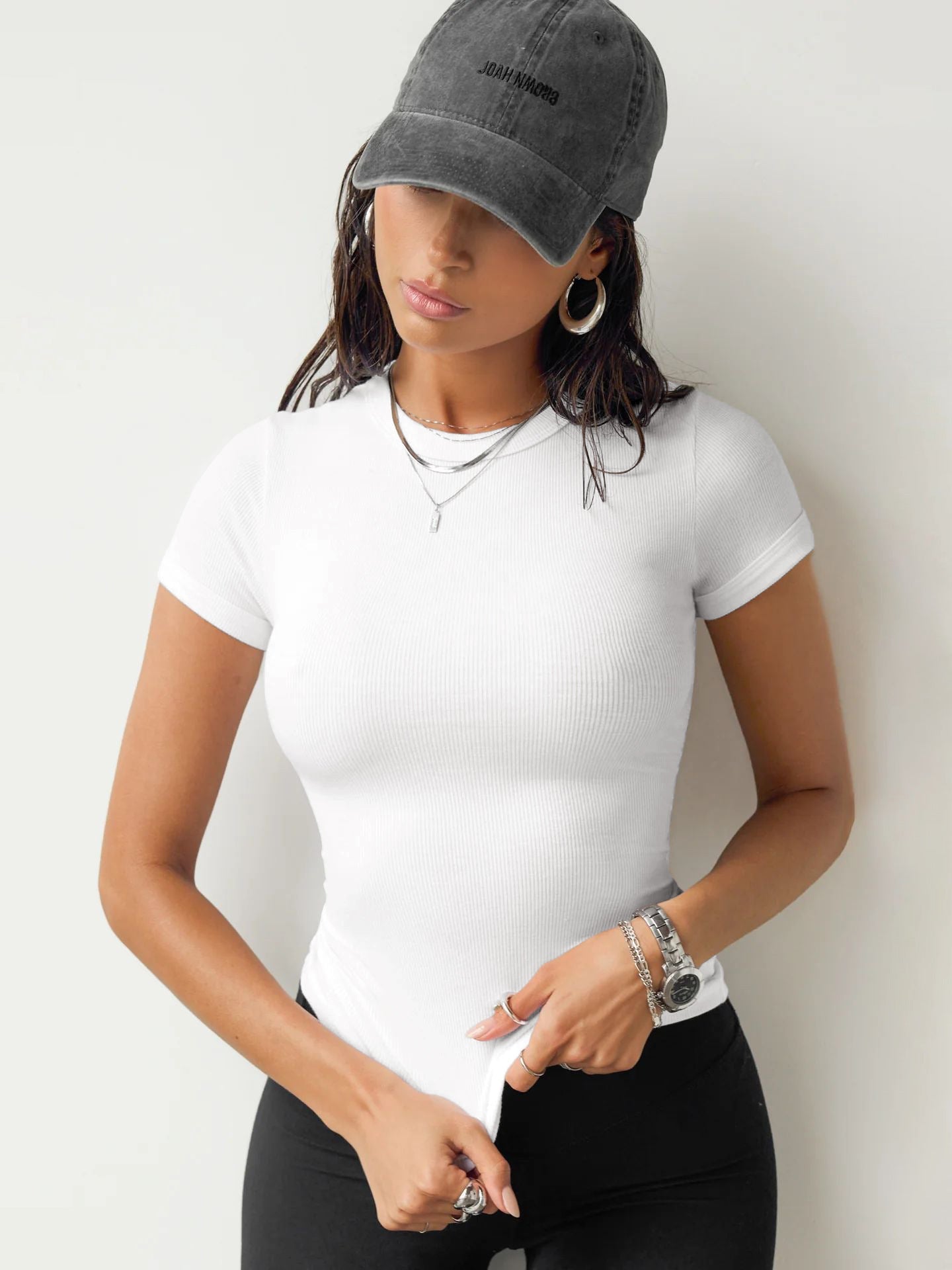 IvyShape | Comfortable Solid Color Sports Short Sleeve T-Shirt