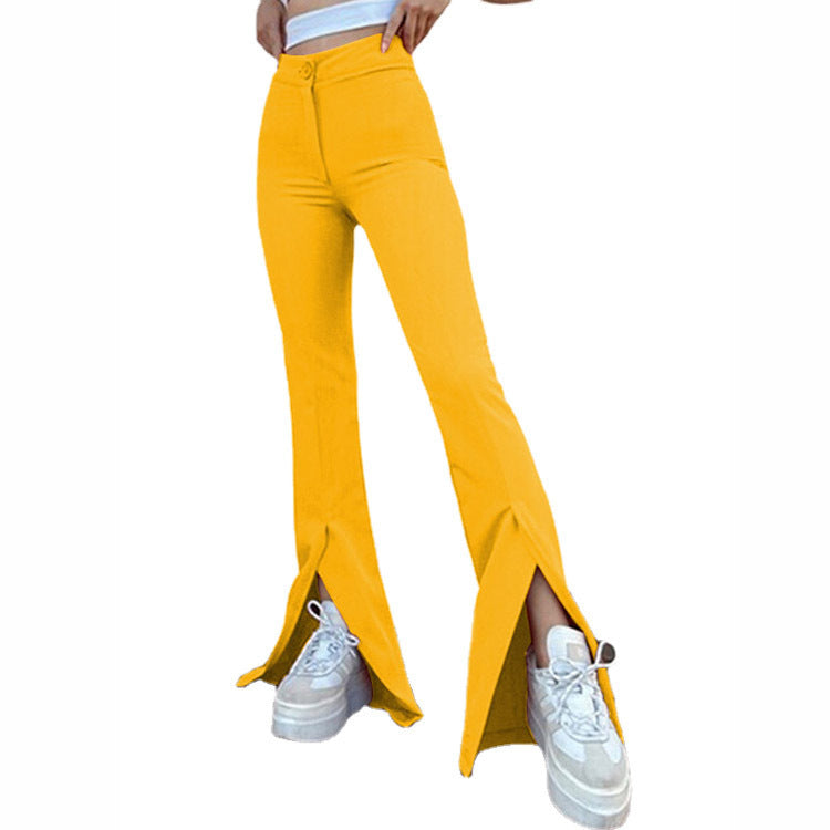 Ladies fashionable high-waist pants with a slim fit and flared leg Ivyshape