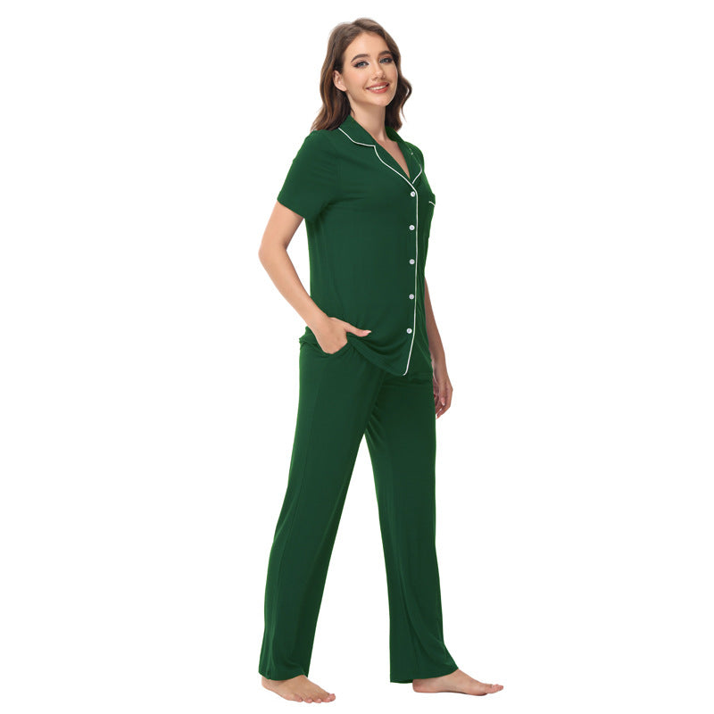 Ladies' pajama set with elegant button placket Ivyshape