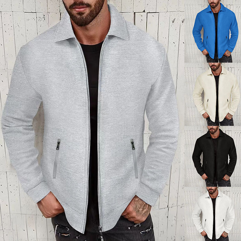 Men's Fashion Cardigan with Textured Design and Side Pockets Ivyshape