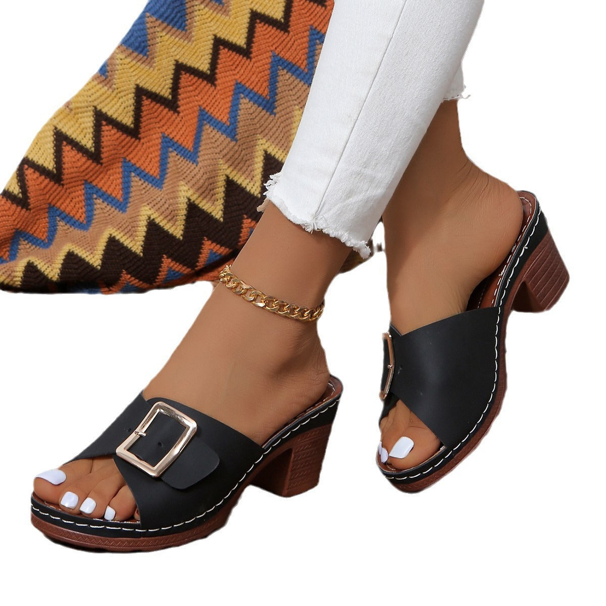 Women Elegant Wedge Sandals with Fashionable Buckle Design and Ergonomic Footbed Ivyshape