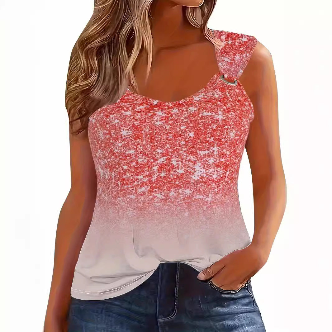 Women Ombre Glitter Detail Tank Top Ivyshape