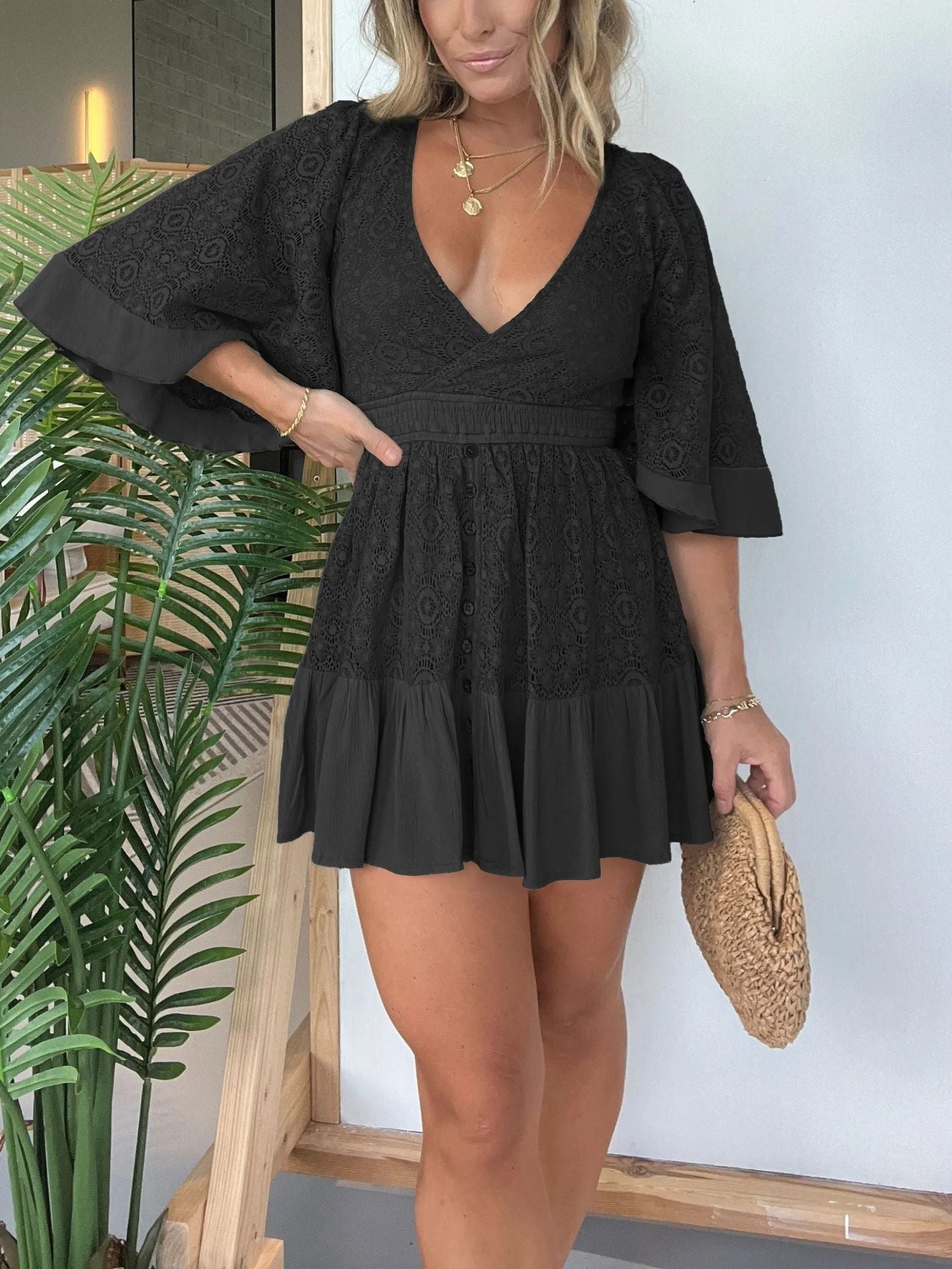 Women Lace Dress in Boho Style Ivyshape