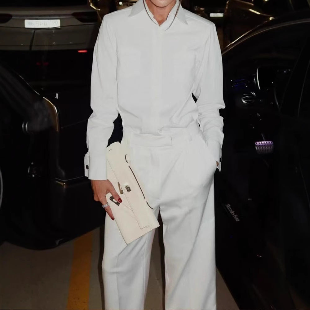 Women's Elegant Jumpsuit with Wide Leg and Classic Collar Ivyshape