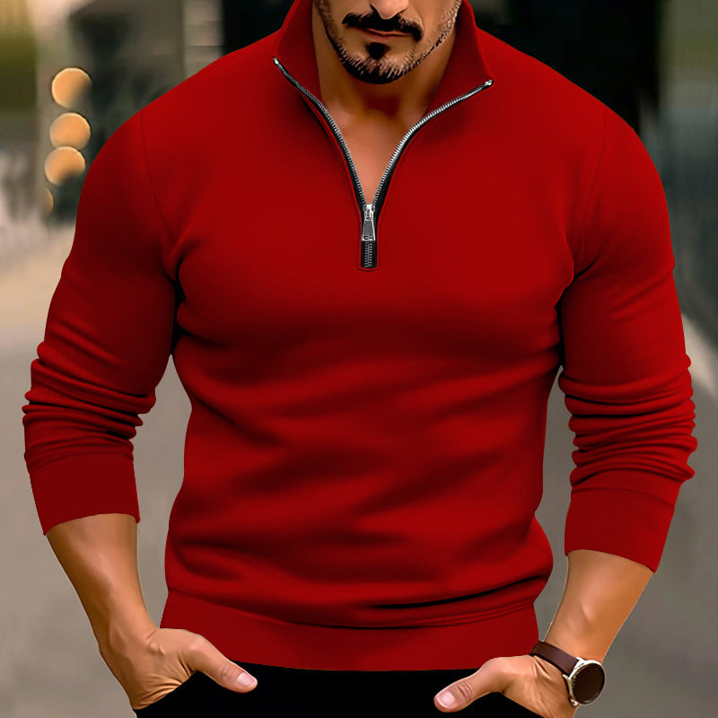 Men's knitted pullover with half zip and comfortable fit Ivyshape
