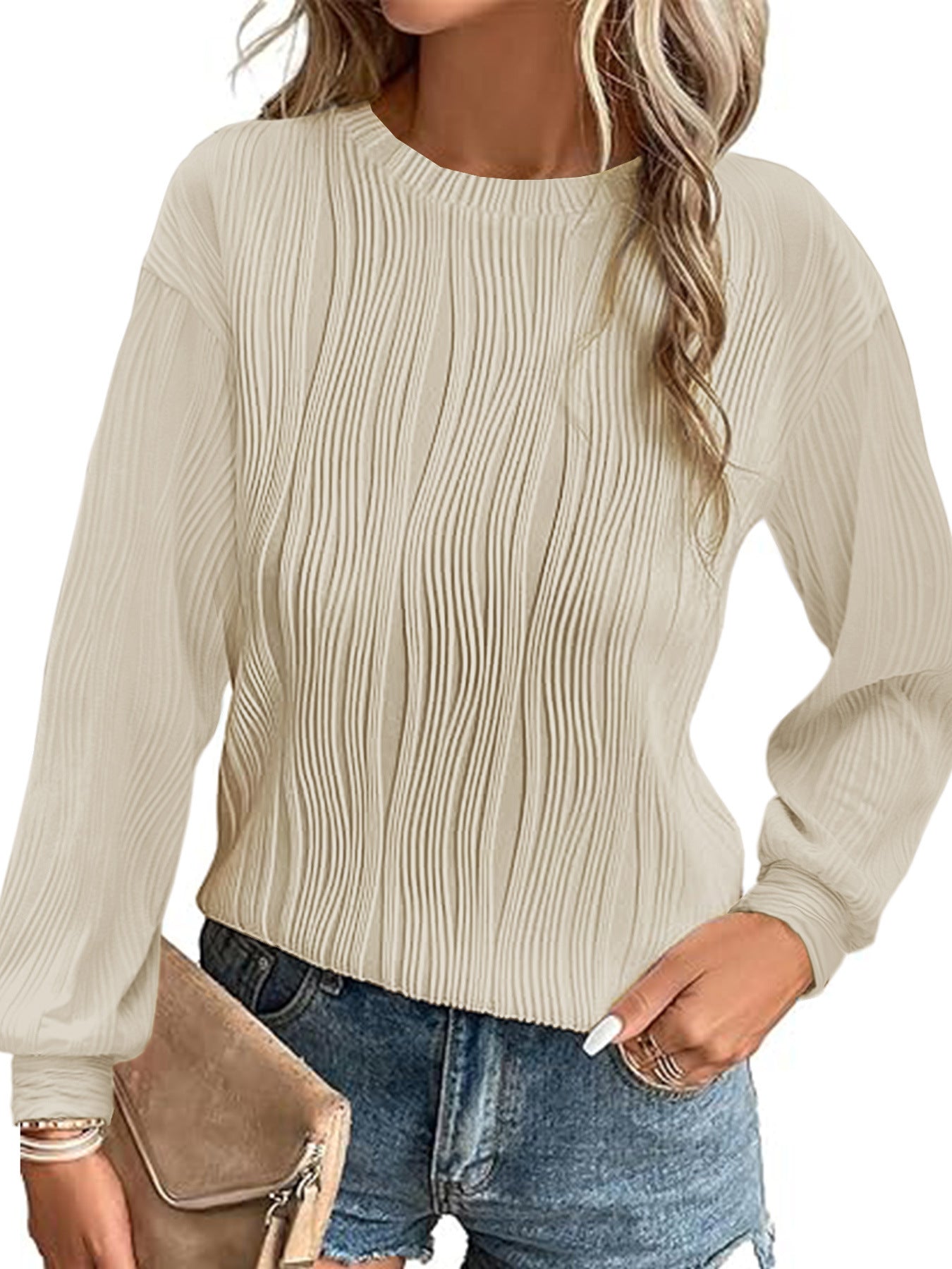 Women's pleated long-sleeve sweater Ivyshape