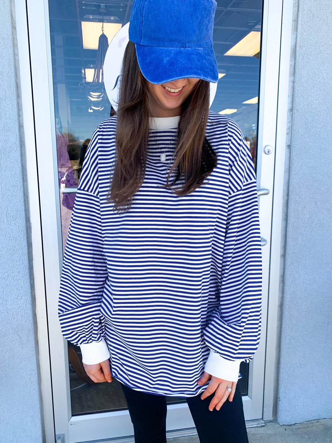 IvyShape | Striped long sleeve sweatshirt