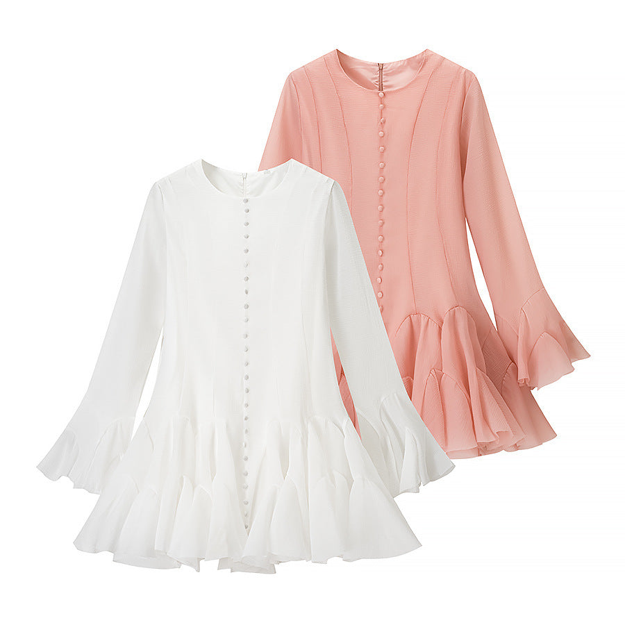 Ladies Fringe Dress with Flowing Ruffle Hem Ivyshape