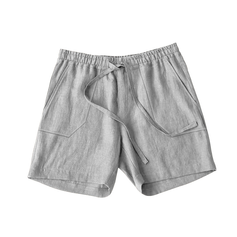 Women's casual linen shorts with elastic waistband and drawstring Ivyshape