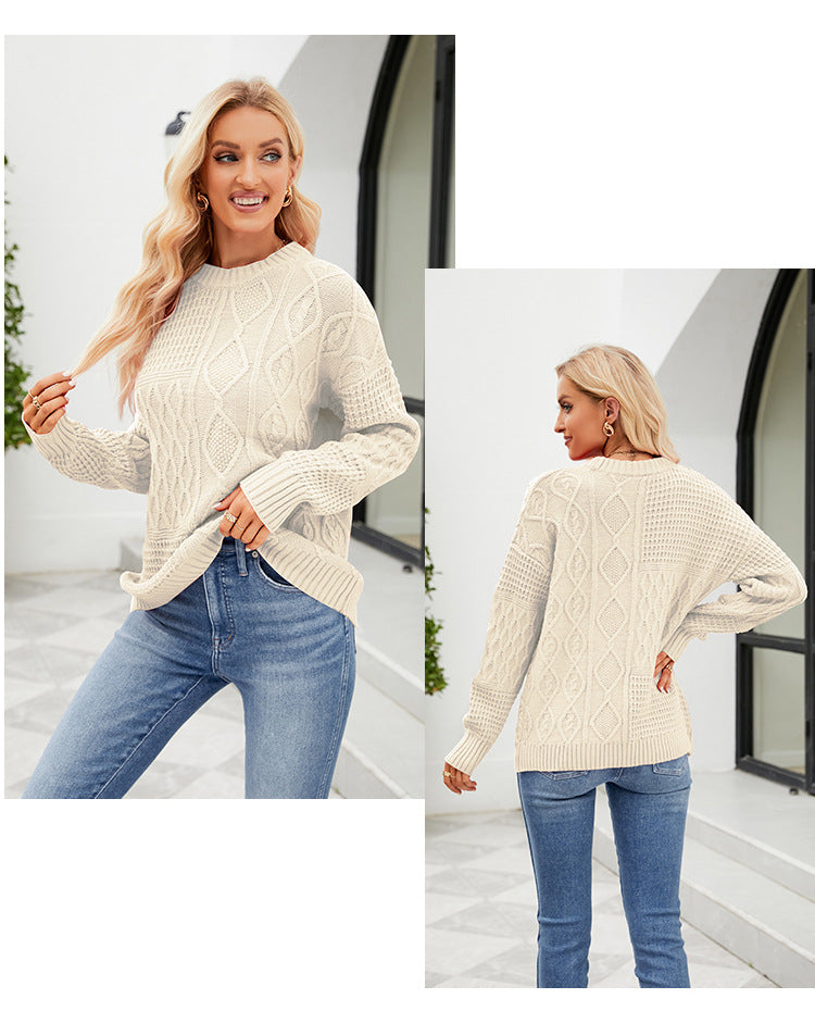 IvyShape | Solid color twisted knit sweater