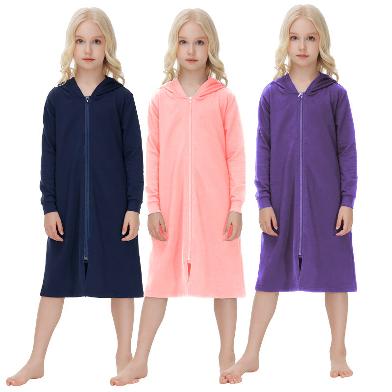 Women’s Hooded Nightgown with Zipper Ivyshape