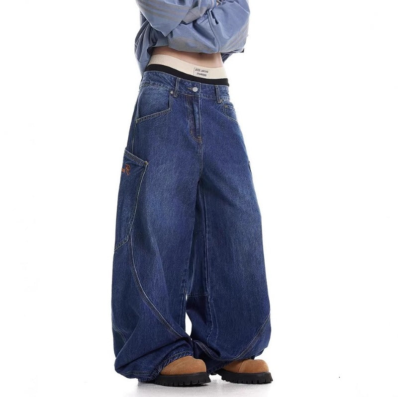 Ladies Baggy Jeans with wide cut and practical cargo pockets Ivyshape