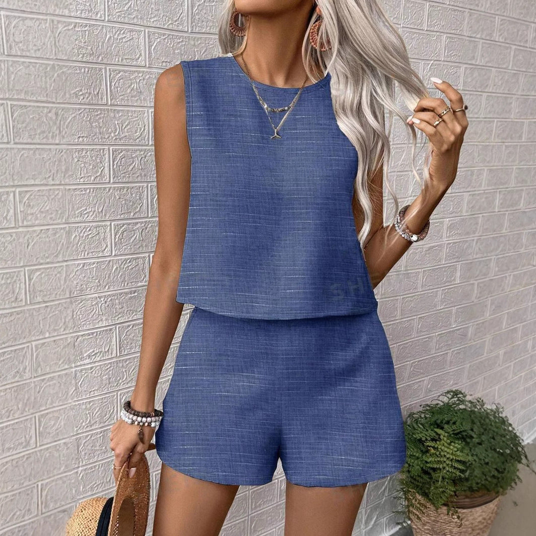 Women’s Casual Wing Sleeve Playsuit with Soft Texture Ivyshape
