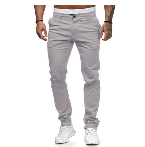 Men's Slim-Fit Chinos with Elastic Waistband and Practical Pockets Ivyshape