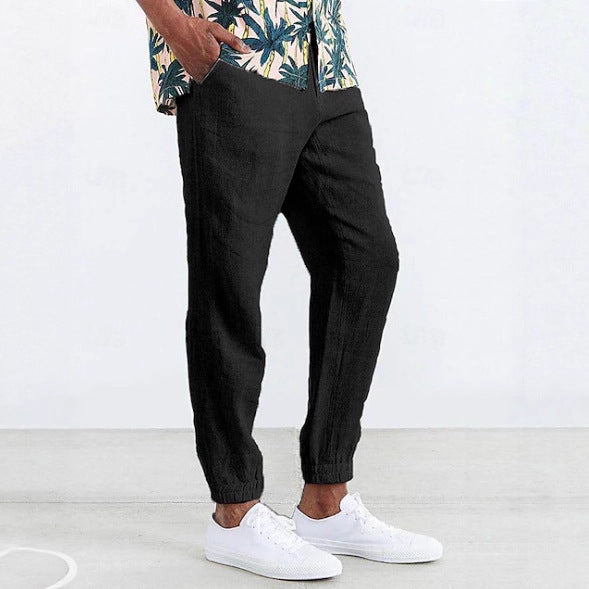 Men's Loose Chino Pants with Elastic Waistband and Side Pockets Ivyshape