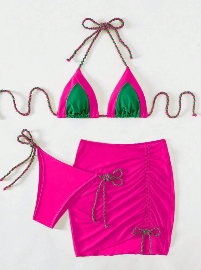 Women's bikini set with adjustable triangle top and refined skirt Ivyshape