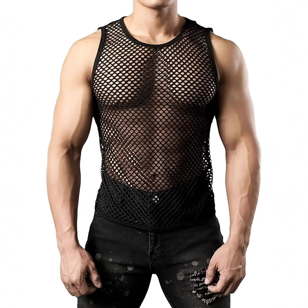Men's mesh tank top with breathable design and elastic cut Ivyshape
