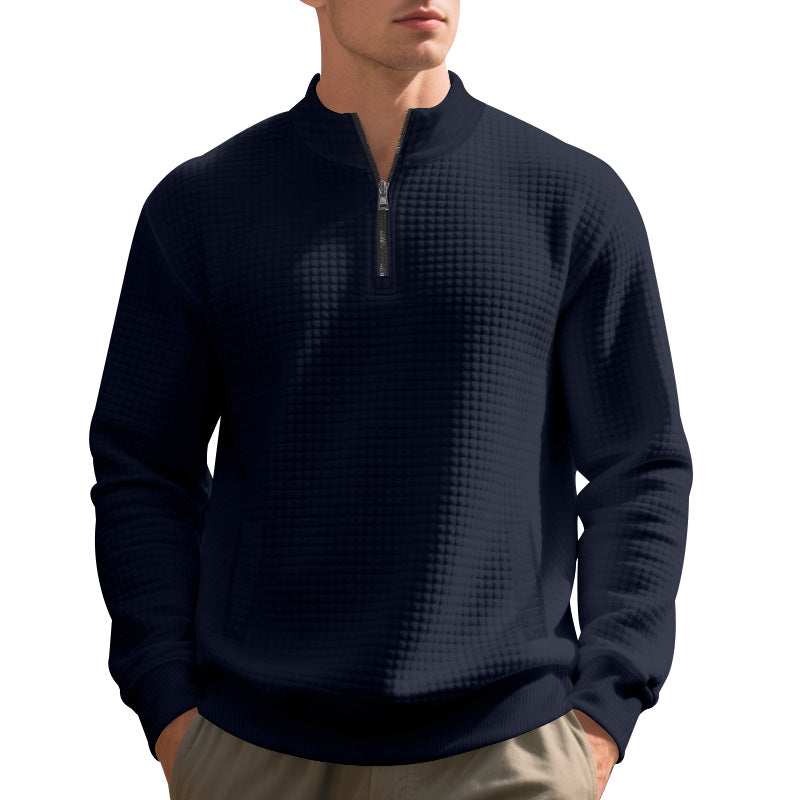 Men's sweatshirt with half zip and textured design Ivyshape