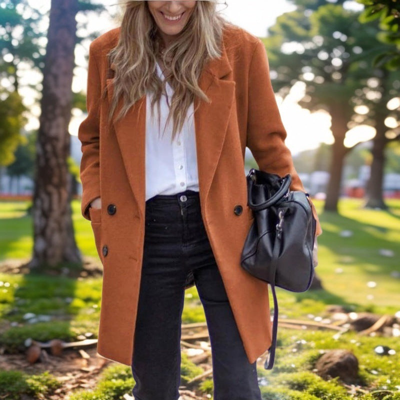 Women elegant wool overcoat Ivyshape