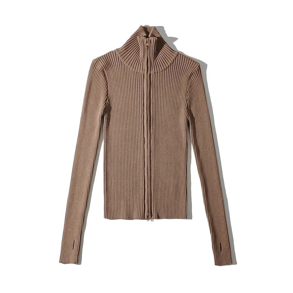 Women's double zipper knitted sweater Ivyshape